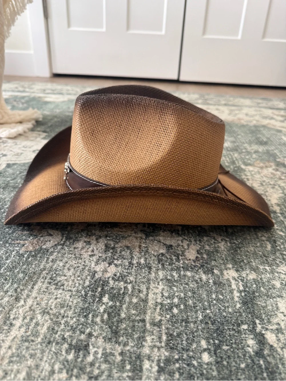 Brown Western Cowboy Hat Longhorn Bull Skull Unisex